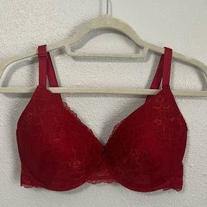 Gloria Vanderbilt Red Underwire Lace Padded Bra Size 40D